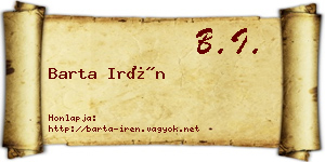 Barta Irén névjegykártya
